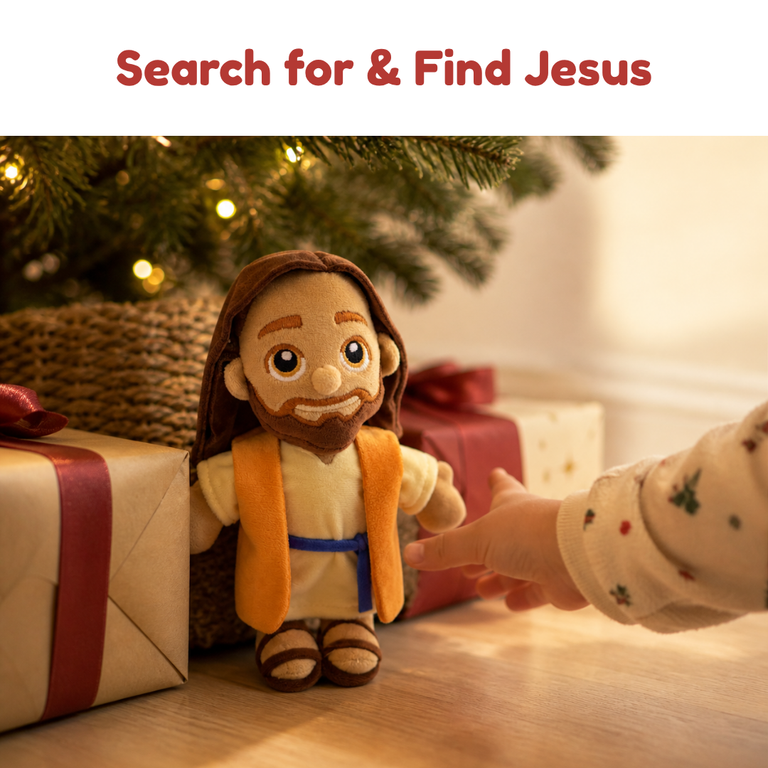 Searching For Jesus Advent - 25-Day Countdown Calendar with daily lessons, Jesus Plush Doll, & 1 Set Activity Pages Pack