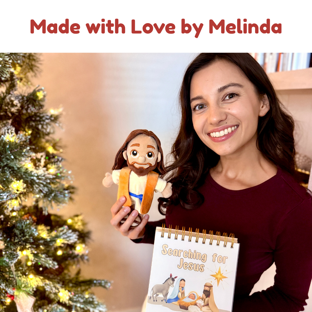 Searching For Jesus Advent - 25-Day Countdown Calendar with daily lessons, Jesus Plush Doll, & 1 Set Activity Pages Pack