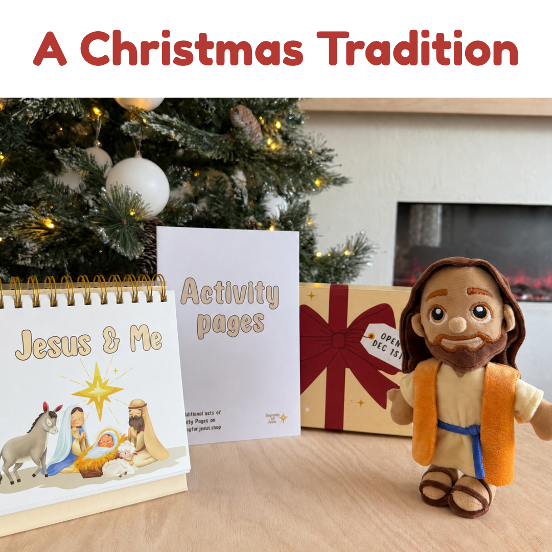 Searching For Jesus Advent - 25-Day Countdown Calendar with daily lessons, Jesus Plush Doll, & 1 Set Activity Pages Pack