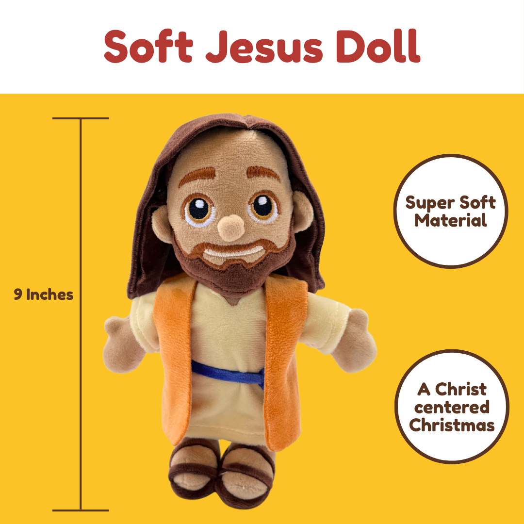 Searching For Jesus Advent - 25-Day Countdown Calendar with daily lessons, Jesus Plush Doll, & 1 Set Activity Pages Pack