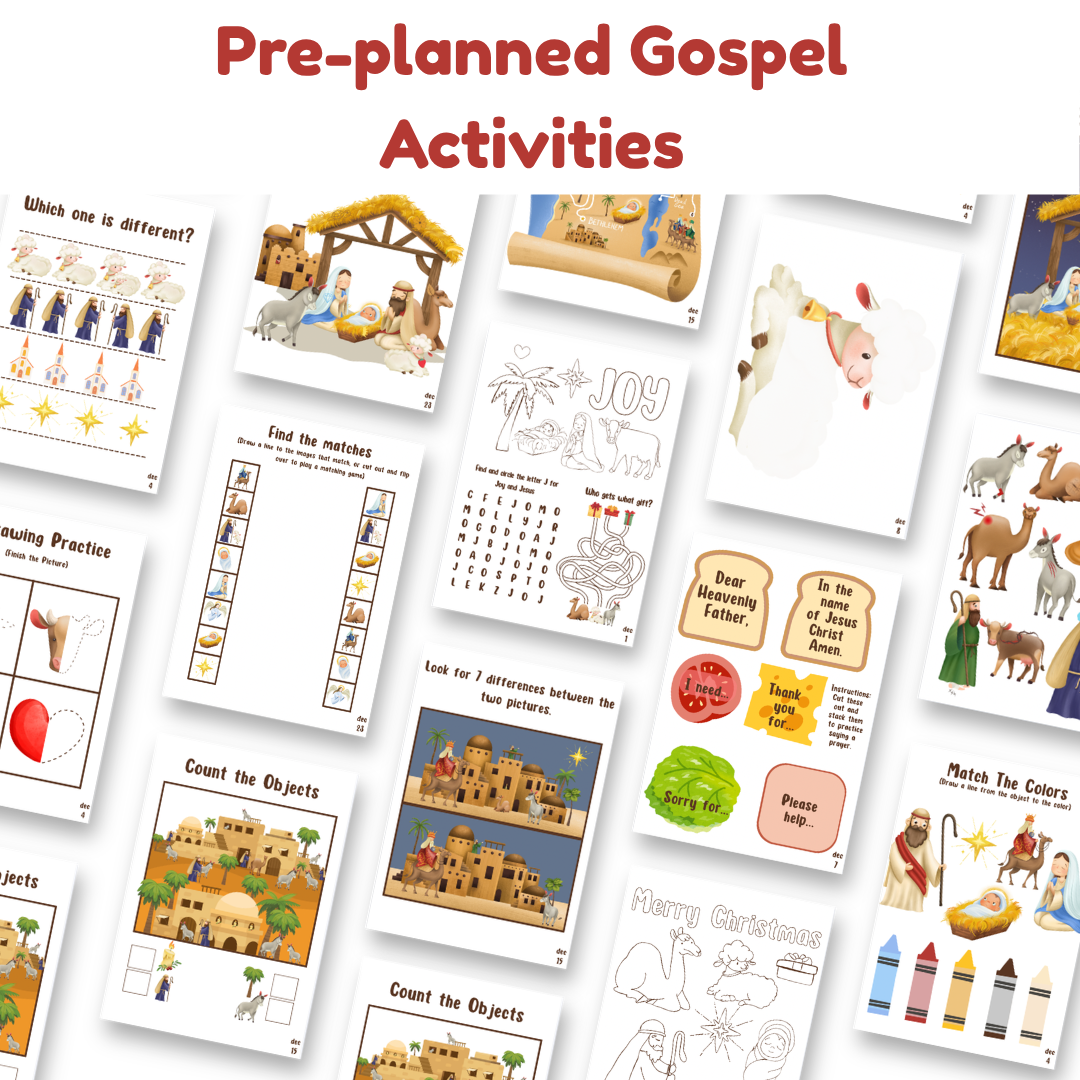 Searching For Jesus Advent - 25-Day Countdown Calendar with daily lessons, Jesus Plush Doll, & 1 Set Activity Pages Pack